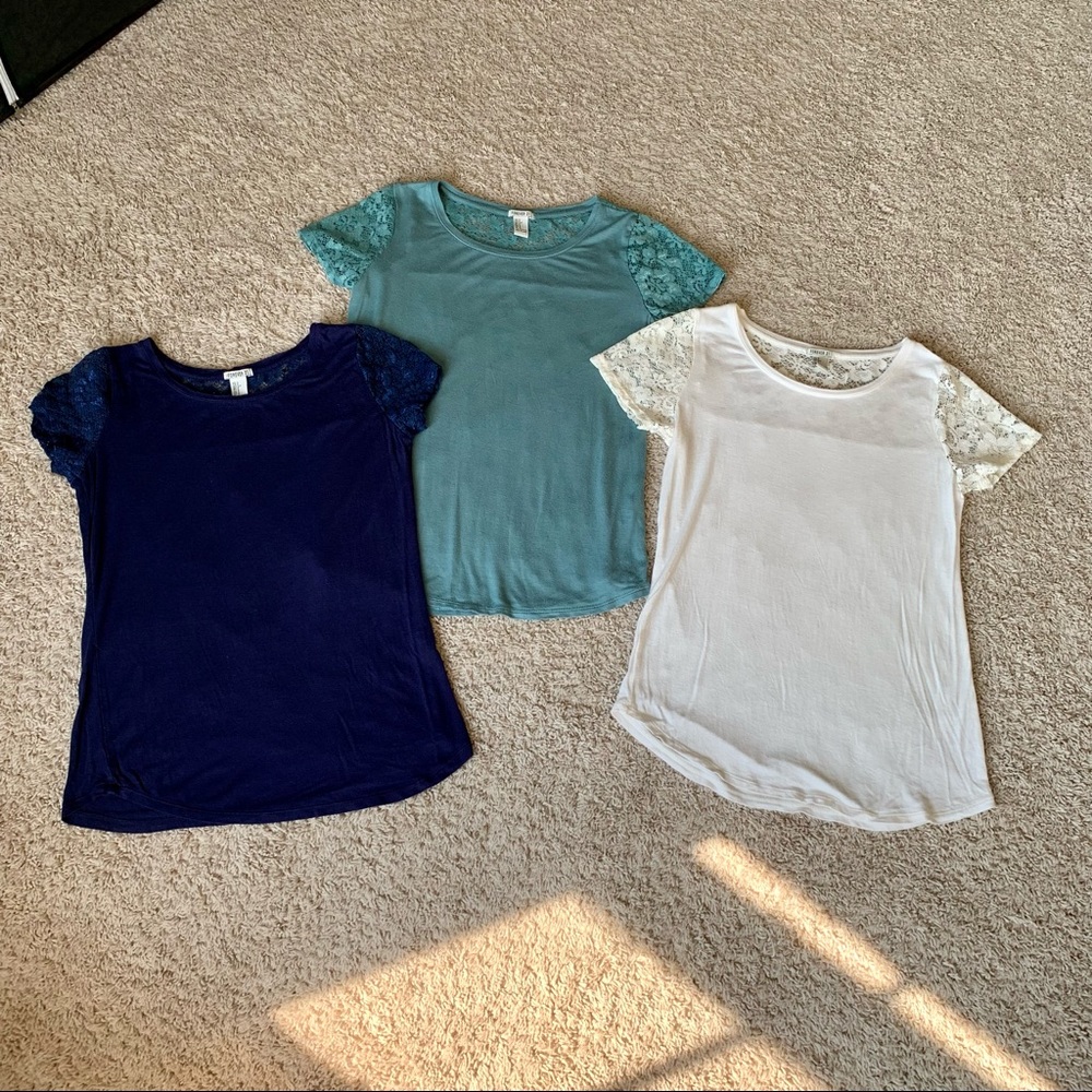 Bundle Lot of 3 Forever 21 Lace Back Tees